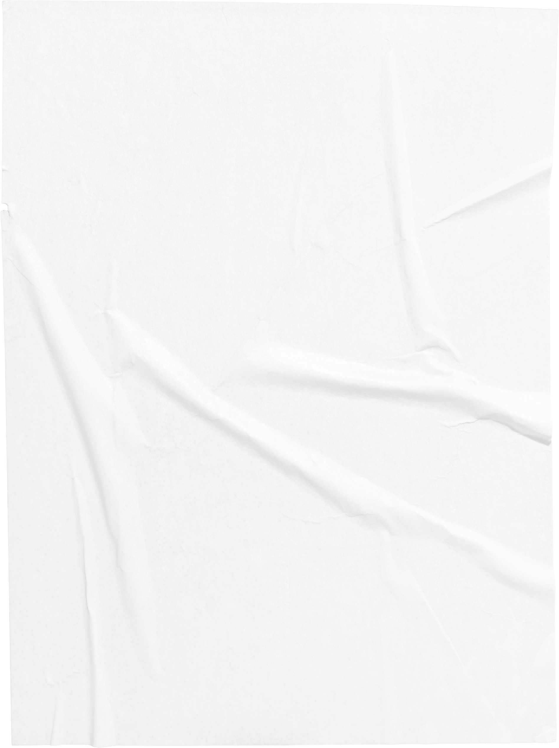 Wrinkled White paper poster template isolated